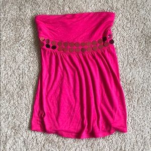Hot pink strapless tank top
